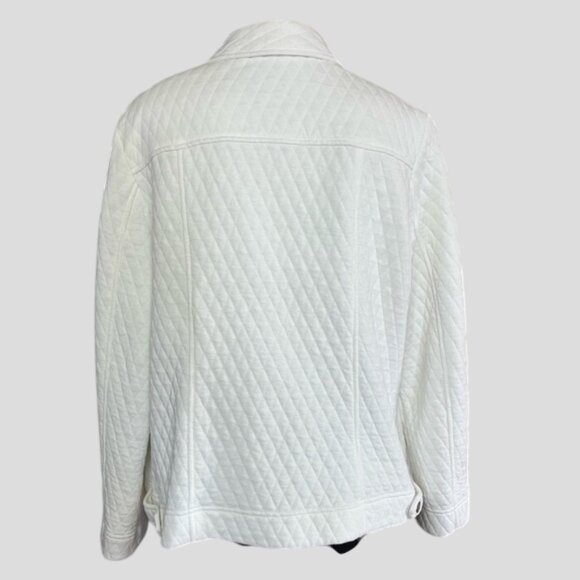Alia White Quilted Snap Closure Jacket Size Medium - Picture 2 of 12